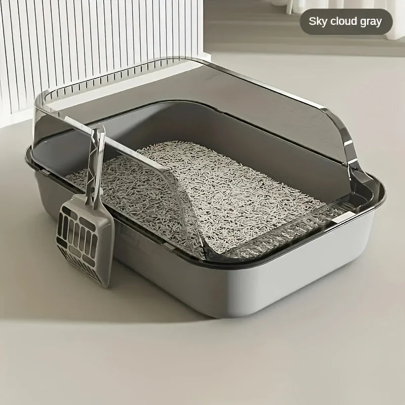 Litter Box with Semi-Enclosed Design