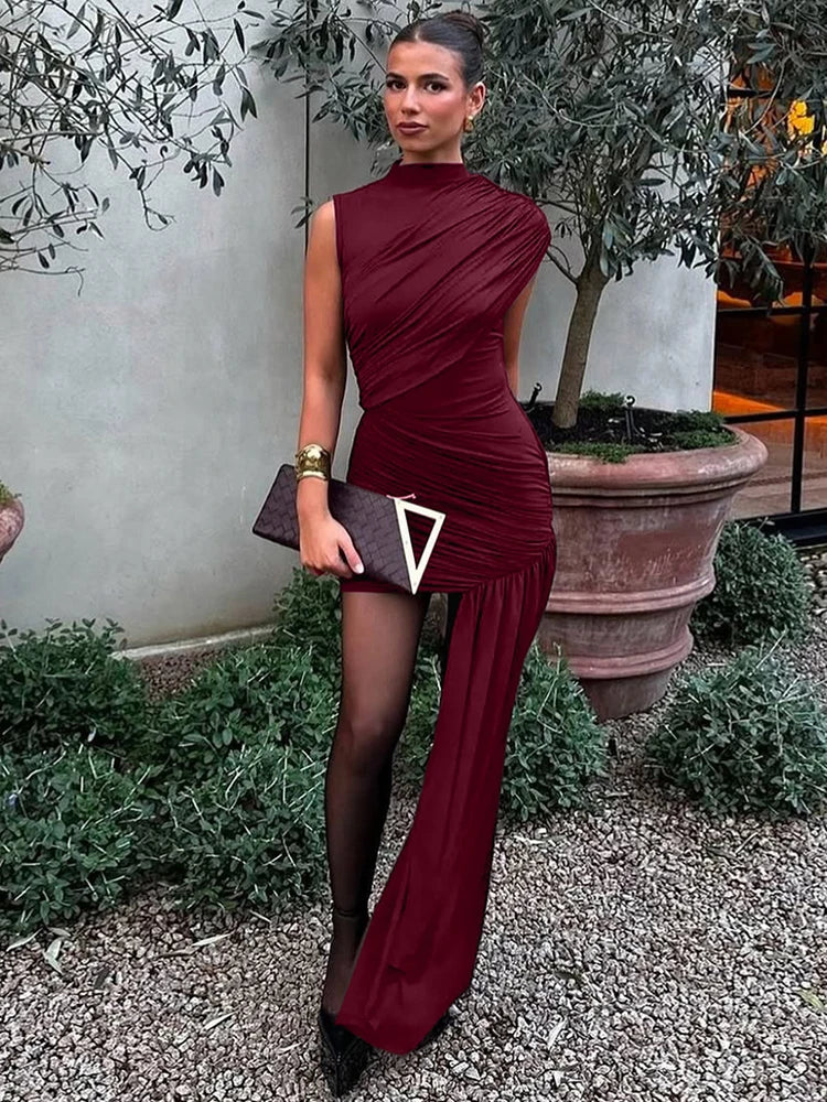 Irregular Draped Mini Dress