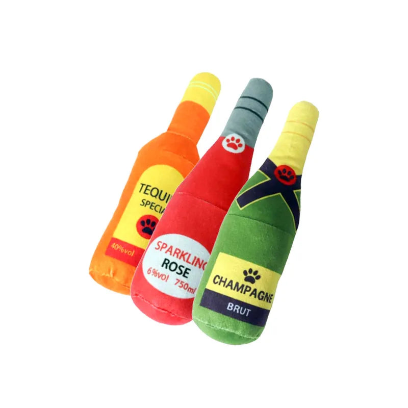 Plush Beer Bottle Dog Toy