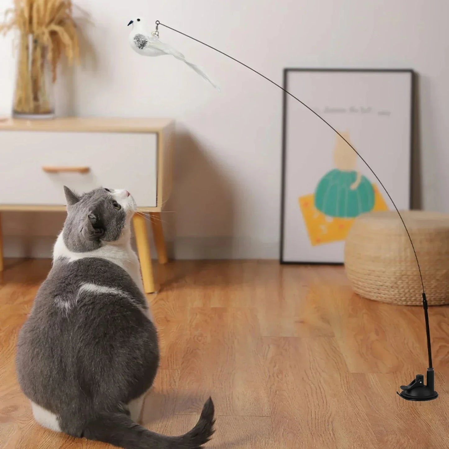 Juguete interactivo de pavo real para gatos