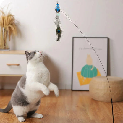 Juguete interactivo de pavo real para gatos