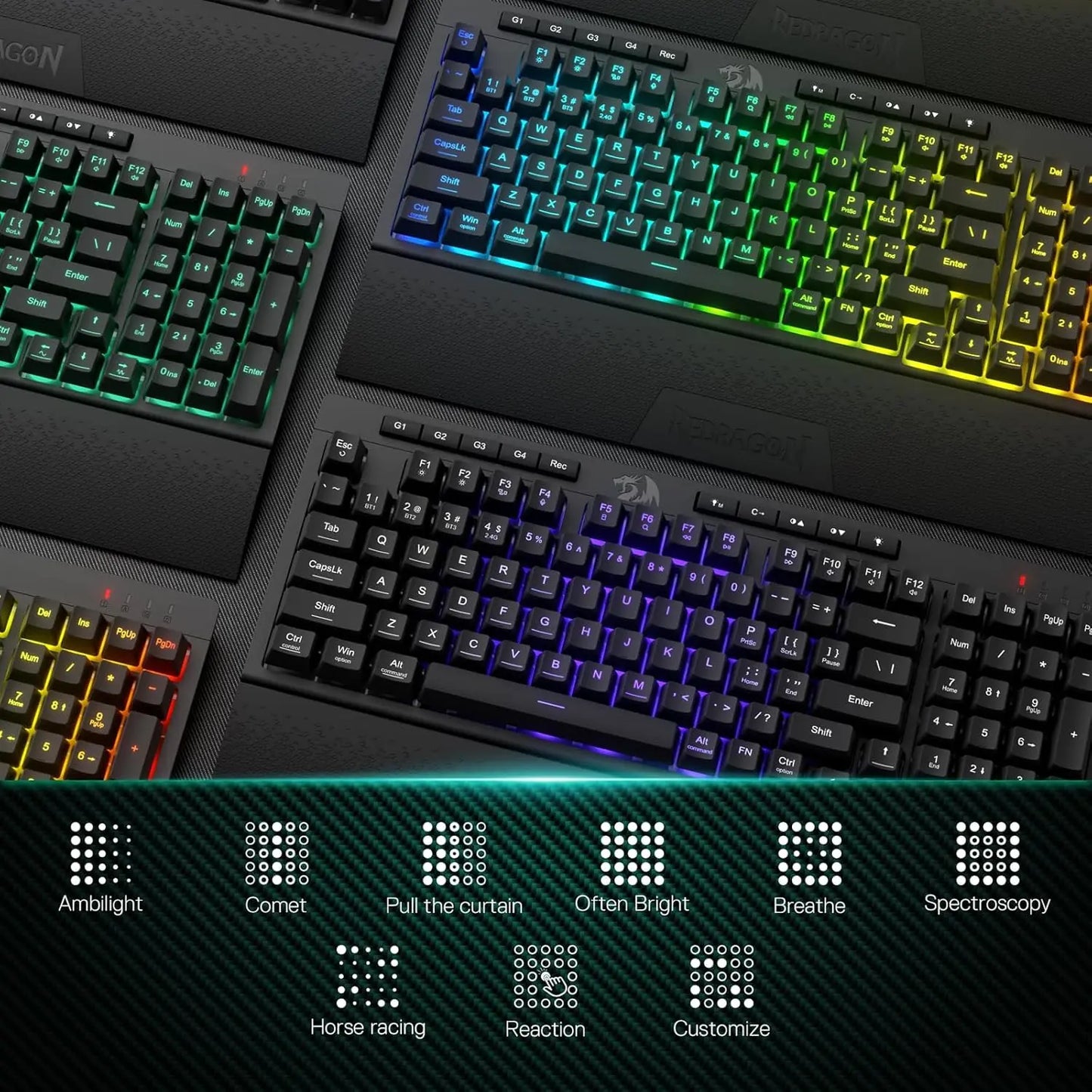 Teclado inalámbrico para juegos Redragon K515 PRO Shiva RGB