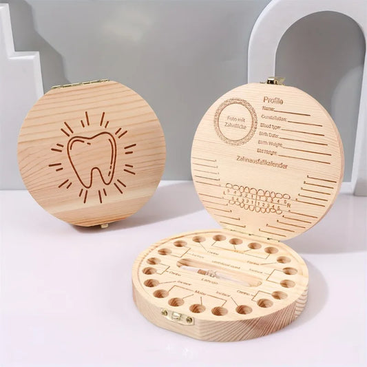 Aufbewahrungsbox für Milchzähne aus Holz