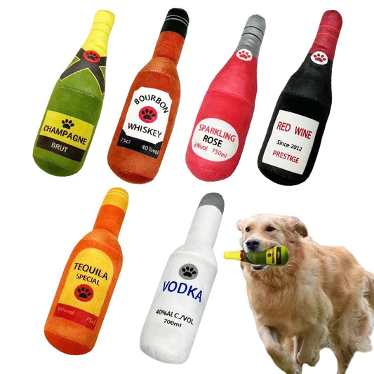 Plush Beer Bottle Dog Toy