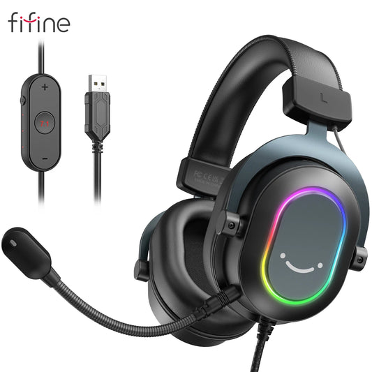 Fifine Dynamic RGB Gaming Headset with Mic