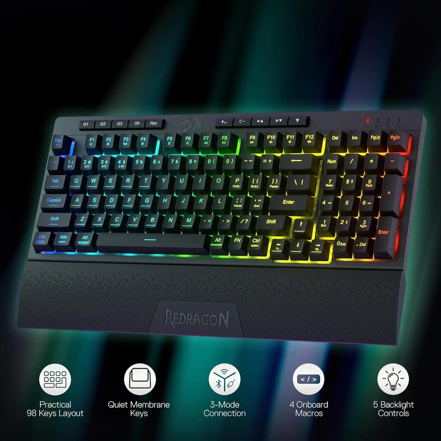 Teclado inalámbrico para juegos Redragon K515 PRO Shiva RGB