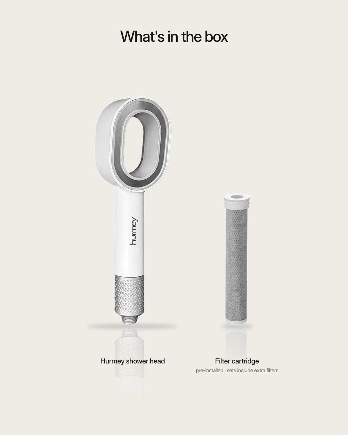 What's in the box: shower head and filter cartridge