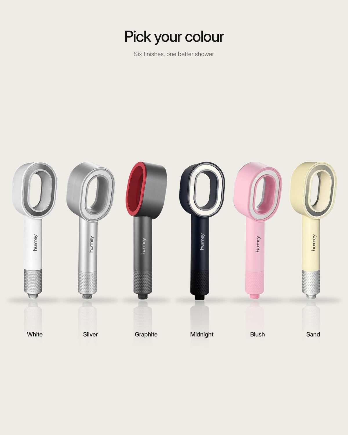 Hurmey filter shower head in six colours
