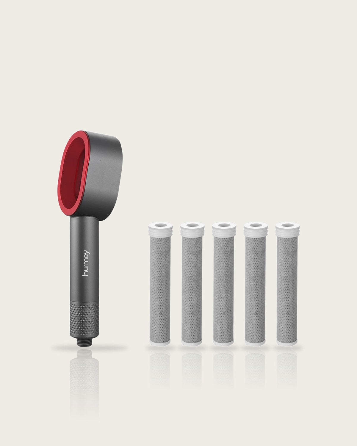 Hurmey filter shower head in Graphite with 5 filters