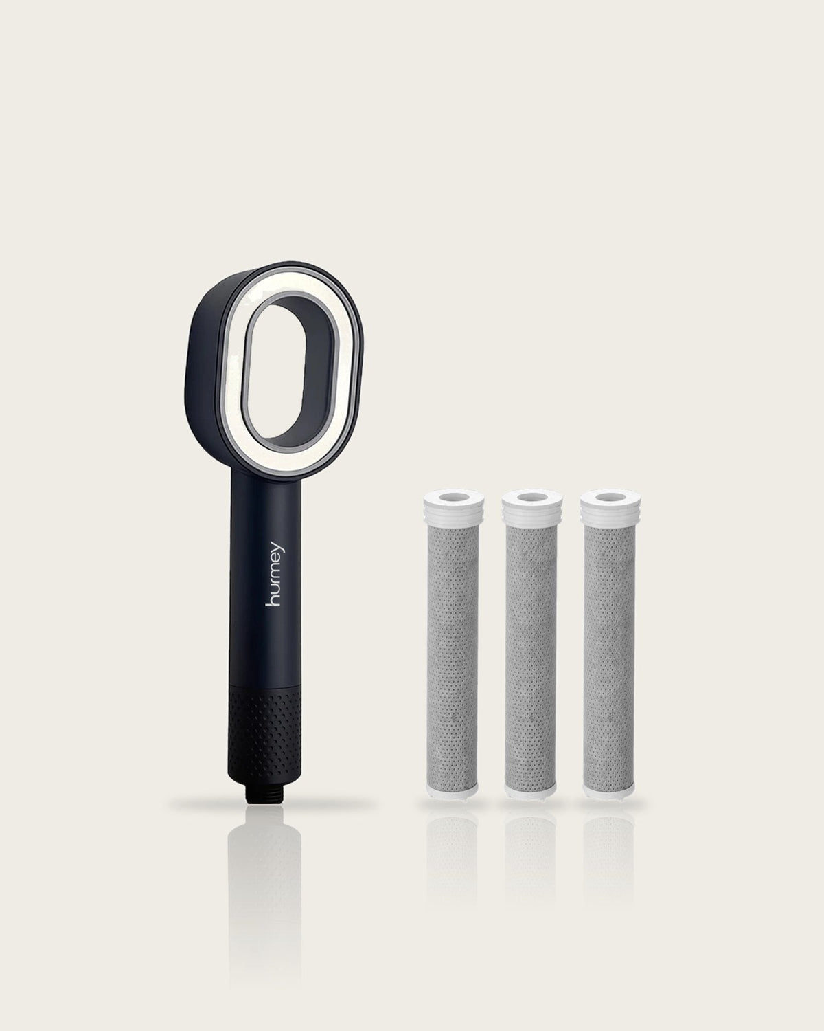 Hurmey filter shower head in Midnight with 3 filters