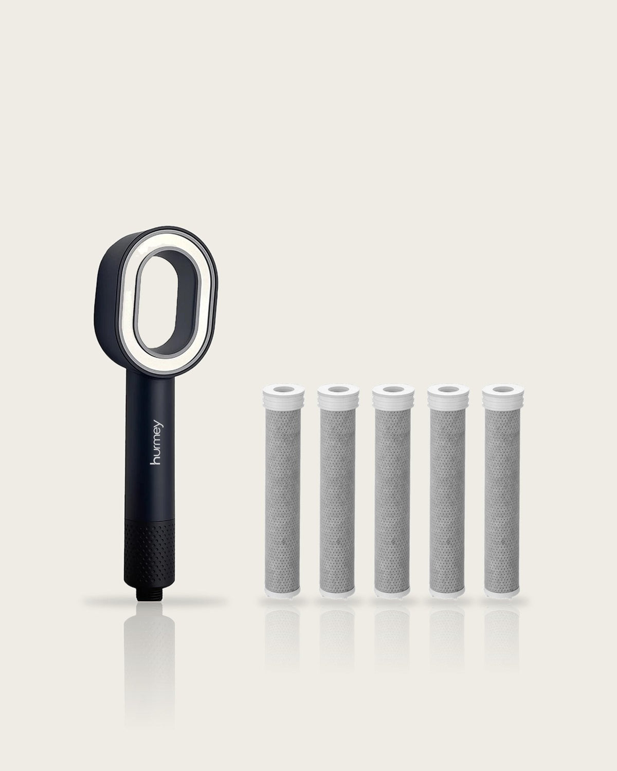 Hurmey filter shower head in Midnight with 5 filters