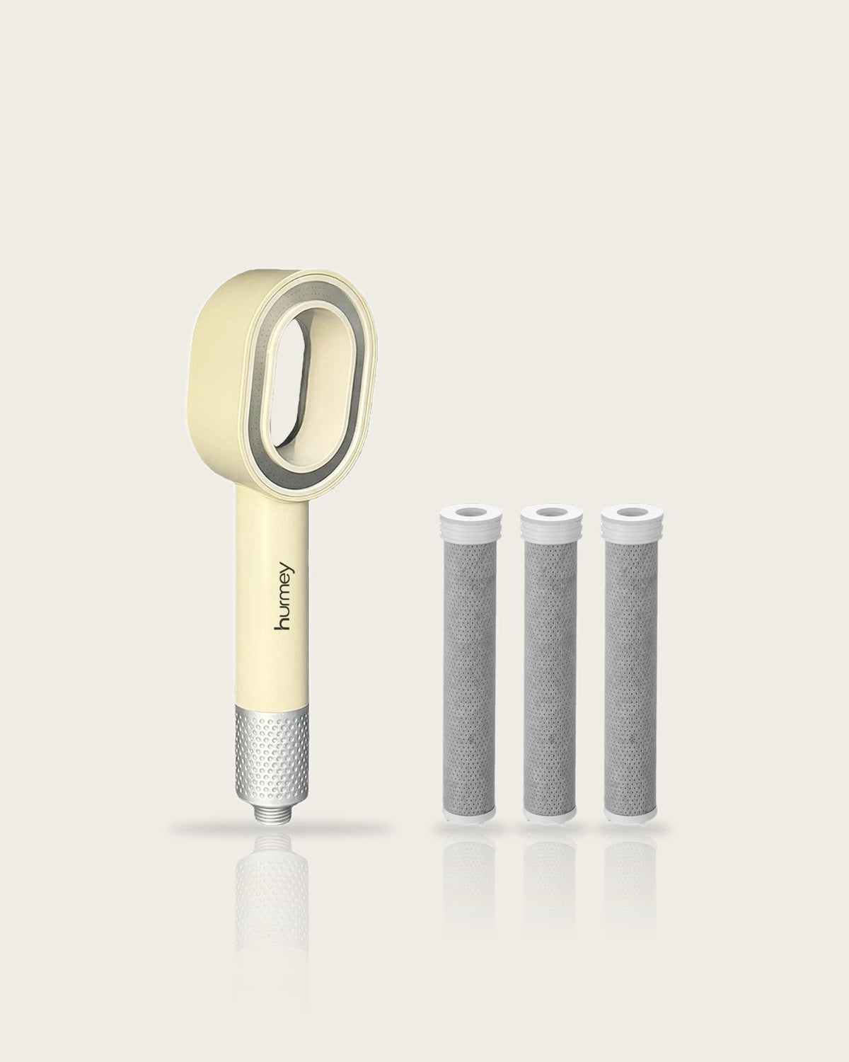Hurmey filter shower head in Sand with 3 filters