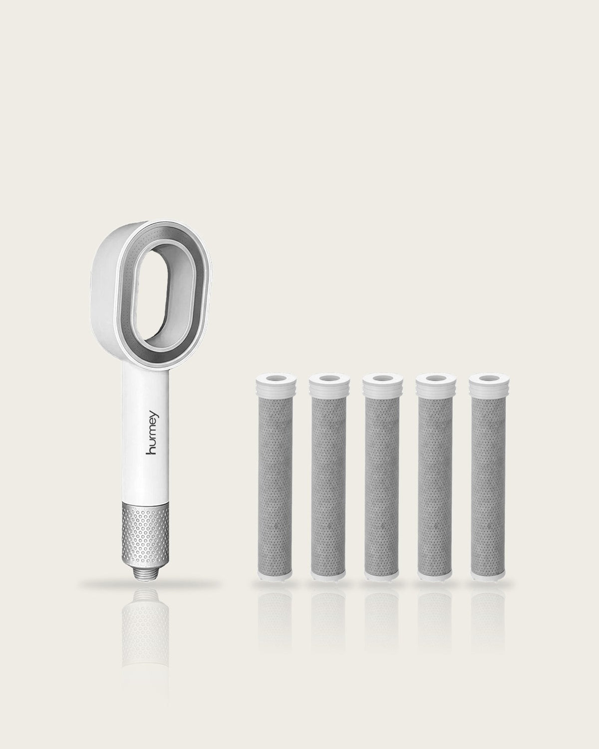 Hurmey filter shower head in White with 5 filters